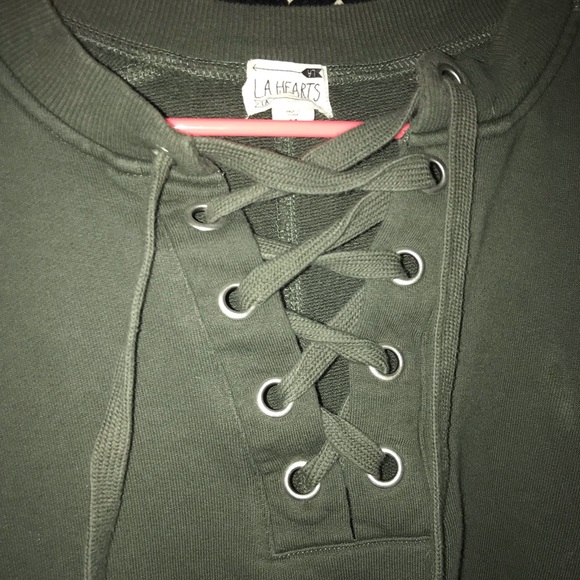 L.A. Hearts Lace-Up Sweatshirt - Picture 4 of 6